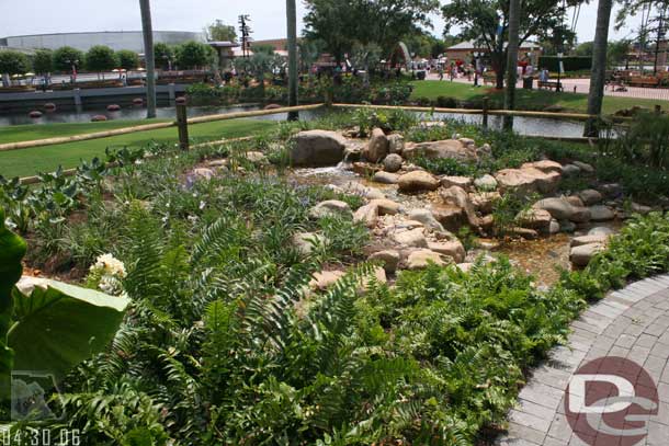 A new water garden area near the rose walkway