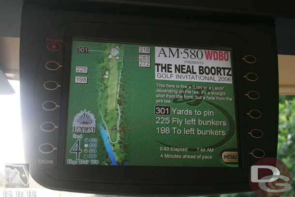 We start off today on the links.. the Palm course to be exact.  They have added GPS systems to the carts since last year.