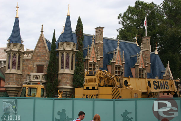 The large crane parked to the East side of the Castle