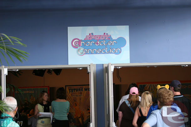 The Character connection has moved from near Innoventions into this old theater that was used for an Imagineering show years ago, then Segway training, and various other things over the years.