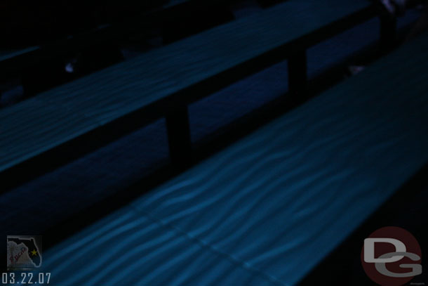 Except you sit on hard plastic benches (wonder why they are all hard plastic now, this and Monsters over at the Magic Kingdom)