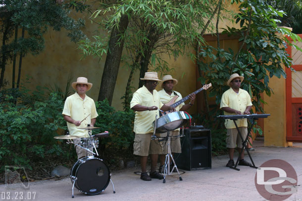 A band performing on Discovery Island