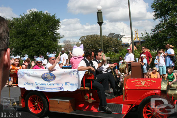 The parade is led off by the family who won the castle stay