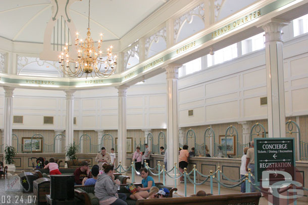 Speaking of the lobby, here is a shot of the registration desk