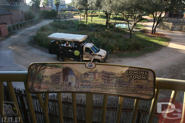 A sign explaining the construction on the other side of the savana