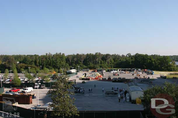 A look at the parking lot/staging area for the workers