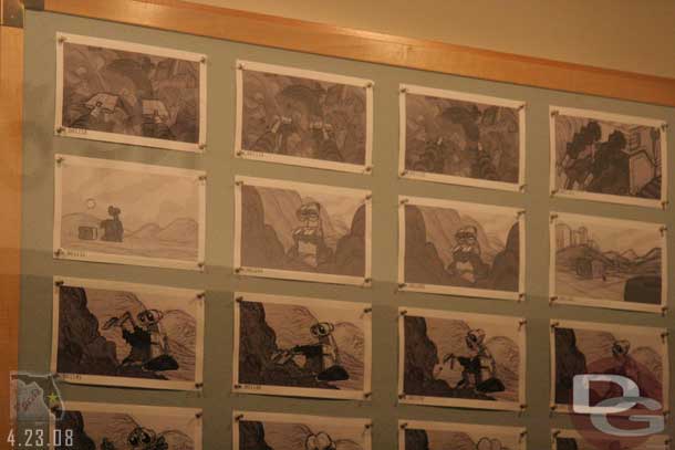 Even the storyboards lining the walls of the couple offices where artists work on the collectors cell is Wall-E.