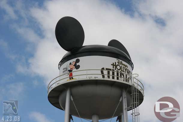A closer shot of the water tower