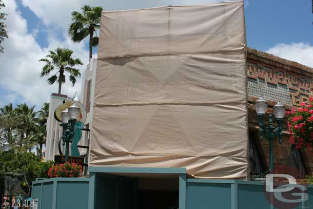 Some work going on the facade of this story (there always seems to be one in this area under wraps)