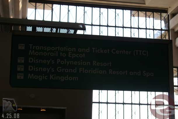 The sign at the monorail station telling you what stop number is which destination