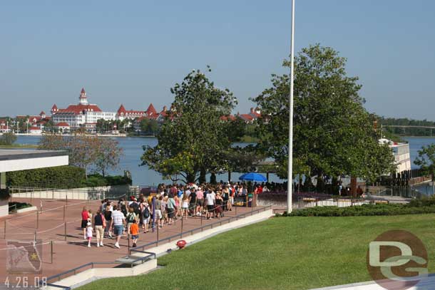 A good size line for the Ferry to the Magic Kingdom