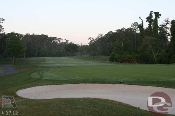 We start off this morning at Lake Buena Vista, where we were asked to pick the pin placement for number 9.