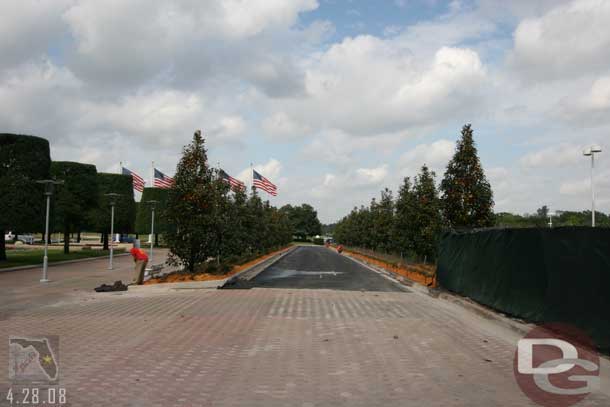 A look up the recently re-paved driveway