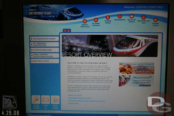 A couple shots of the online concierge, this is the homepage