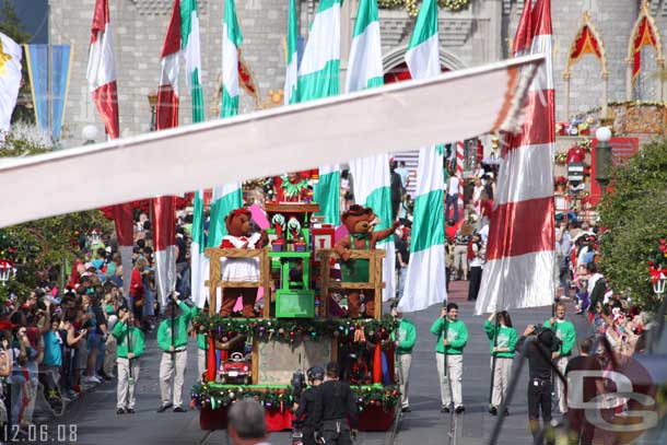 A float coming down the street