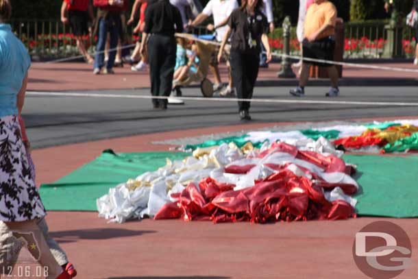 The flags were piled near the hub, that seemed on to do it onstage.