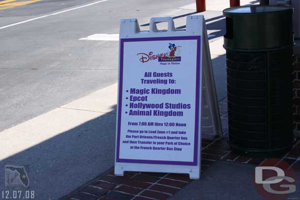 This was an interesting sign.  At the Downtown Disney bus stop it was directing you on how to get to the themeparks.