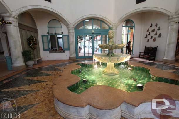 A fountain in the center of the main building (this is where the front entrance, lobby, gift shop, and hallways all come together.