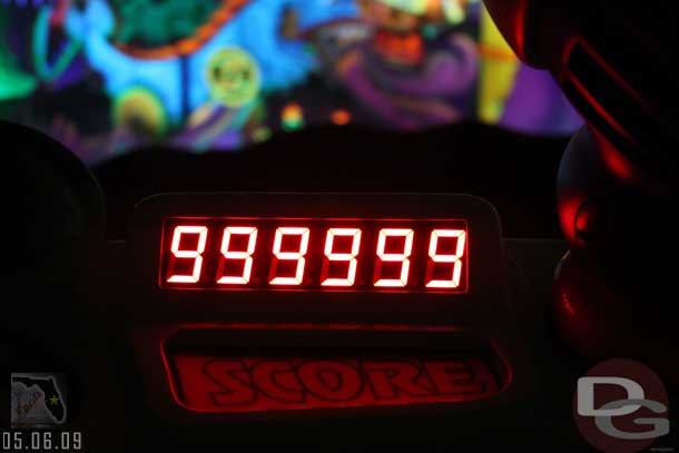 My Buzz score (managed to hit a couple 100K targets and maxed it out by the mid point of the attraction (I think my gun was broken I am good but not that good.. I probably only hit 5 or six targets)