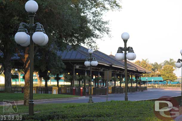 A rare site.. a completely empty Magic Kingdom bus stop area.  There were no signs of life since it was 7am and the park did not open until 9:00am