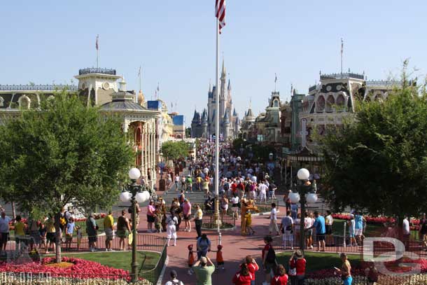 The park was open by now and Main Street was alive with activity.