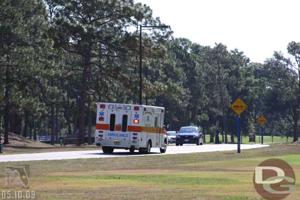 There were several firetrucks and this ambulance that were heading away from Downtown Disney (East toward EPCOT).  Our guess was they were participating in the Triatholon events