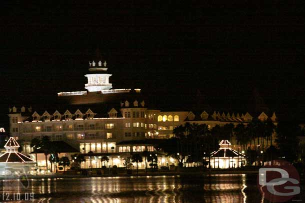 Looking at the Grand Floridian from the launch on our way to the Polynesian (then the Magic Kingdom) after dinner.