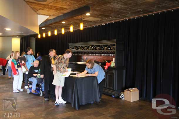 The second sign in table, this is where you signed up for your Castle Suite tour.