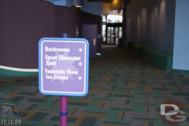 Inside Innoventions there was a small sign to try and guide you to the proper location.