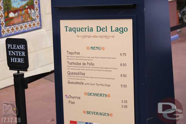 The menu.