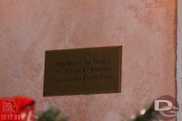 A close up of the plaque on the wall in the last shot.  A tribute to one of the Imagineers.