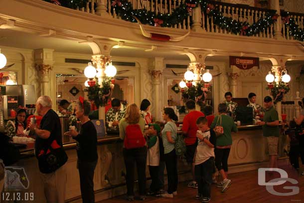 There was a line in the center of the room then you were directed to one of the waiting CMs on the left for treats and cocoa.