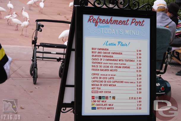 The Refreshment Port (which used to be the McDs) was trying out a new menu.