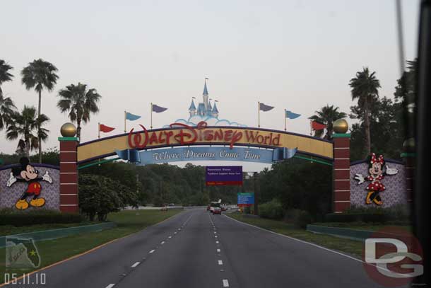 Arriving on Disney property (just before 7am)