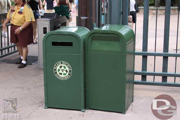 They have a couple guidemap recycling cans out.. wonder if this will catch on to the other parks.