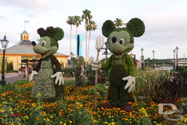 Farmer Mickey and Minnie greet you as you enter World Showcase