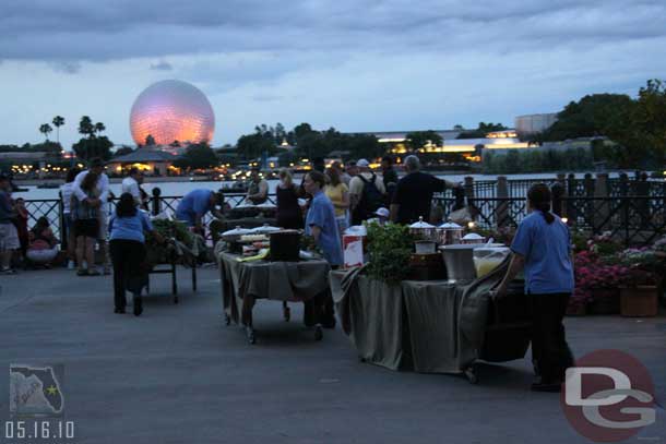 Food being set up for the D23 event.