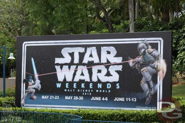 Star Wars weekend signage was up.