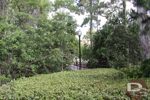 The walkway from the bus stop toward our room, but we never seemed to use it due to either leaving from or heading to the Mill.