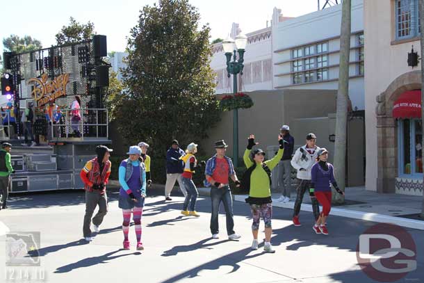 The Hollywood gang cleared the street just as the Disney Channel Rocks crew was stepping off.