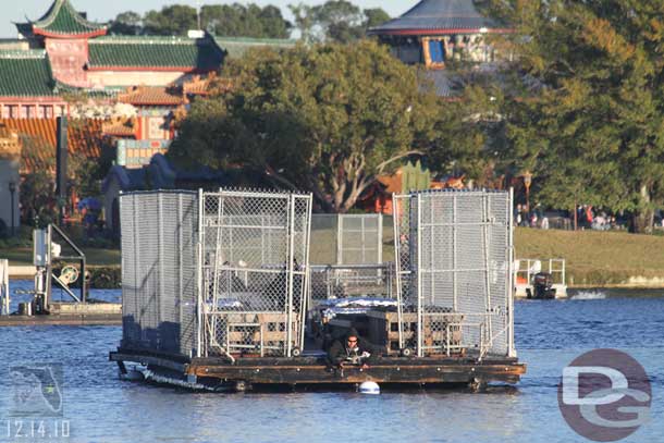 The high tech way they connect the barges to their moorings a CM hangs over the front.