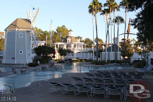 The pool was closed due to the cold weather.