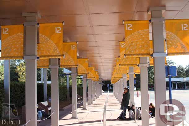 The look down the long walk out to the Pop Century stop.