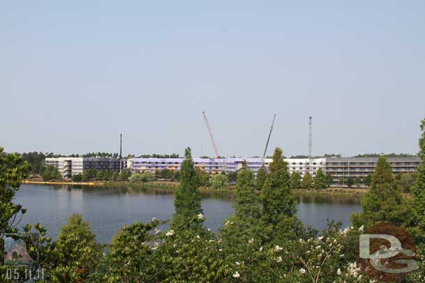 While the others were finishing up with their showers I went for a walk to get some Art of Animation shots.    Here we are looking at the buildings that will make up the Cars section.