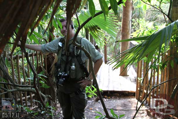 Looking back at our guide bringing up the rear.  You can see the stairs we came up in the background.  The hippo area was to the right in this shot.