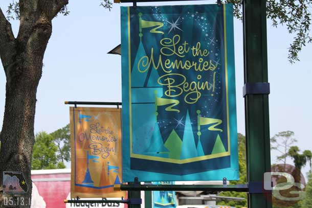 The Let the Memories Begin banners near the bus stops at the Marketplace