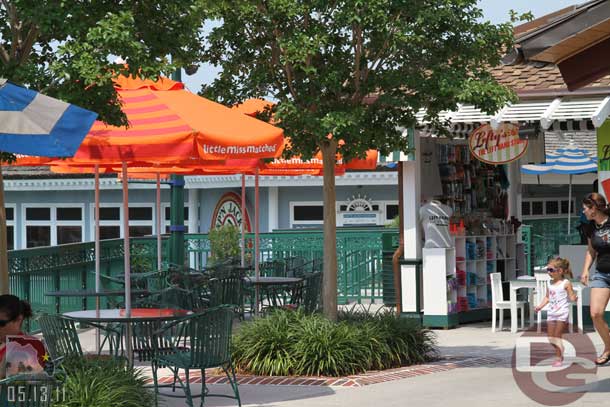 Umbrellas out back for the Little Miss Matched store.