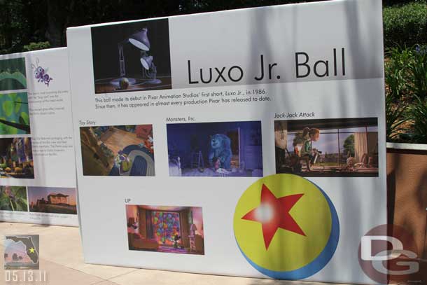 The displays that lined the walkway talked about tributes, some hidden, some not so hidden in the Pixar films.