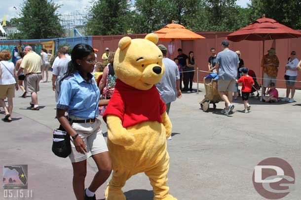 Pooh coming out for pictures.