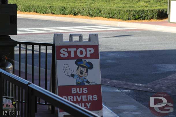 Plenty of signs and barriers up to try and keep guests out of the way of buses at the MK bus stop area.